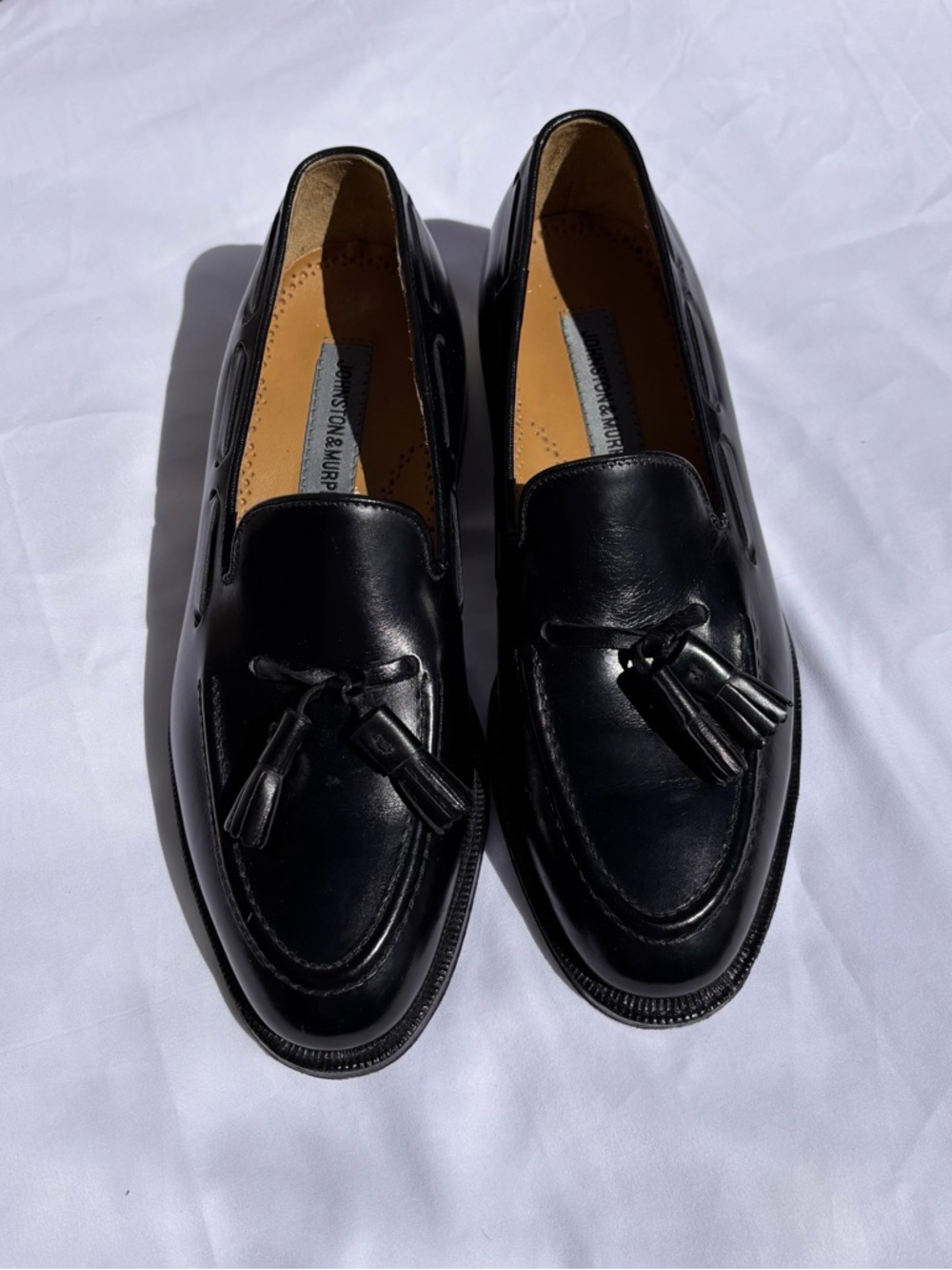 Johnson & Murphy Black Leather Tassel Loafers - Men